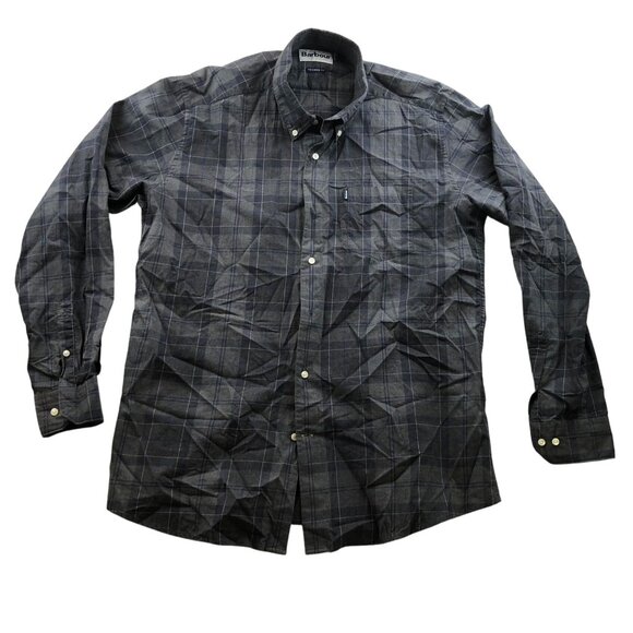 Barbour Mens Wilfred Shirt Large Checkered Tailored Fit Button-Down Long Sleeve - Picture 1 of 14